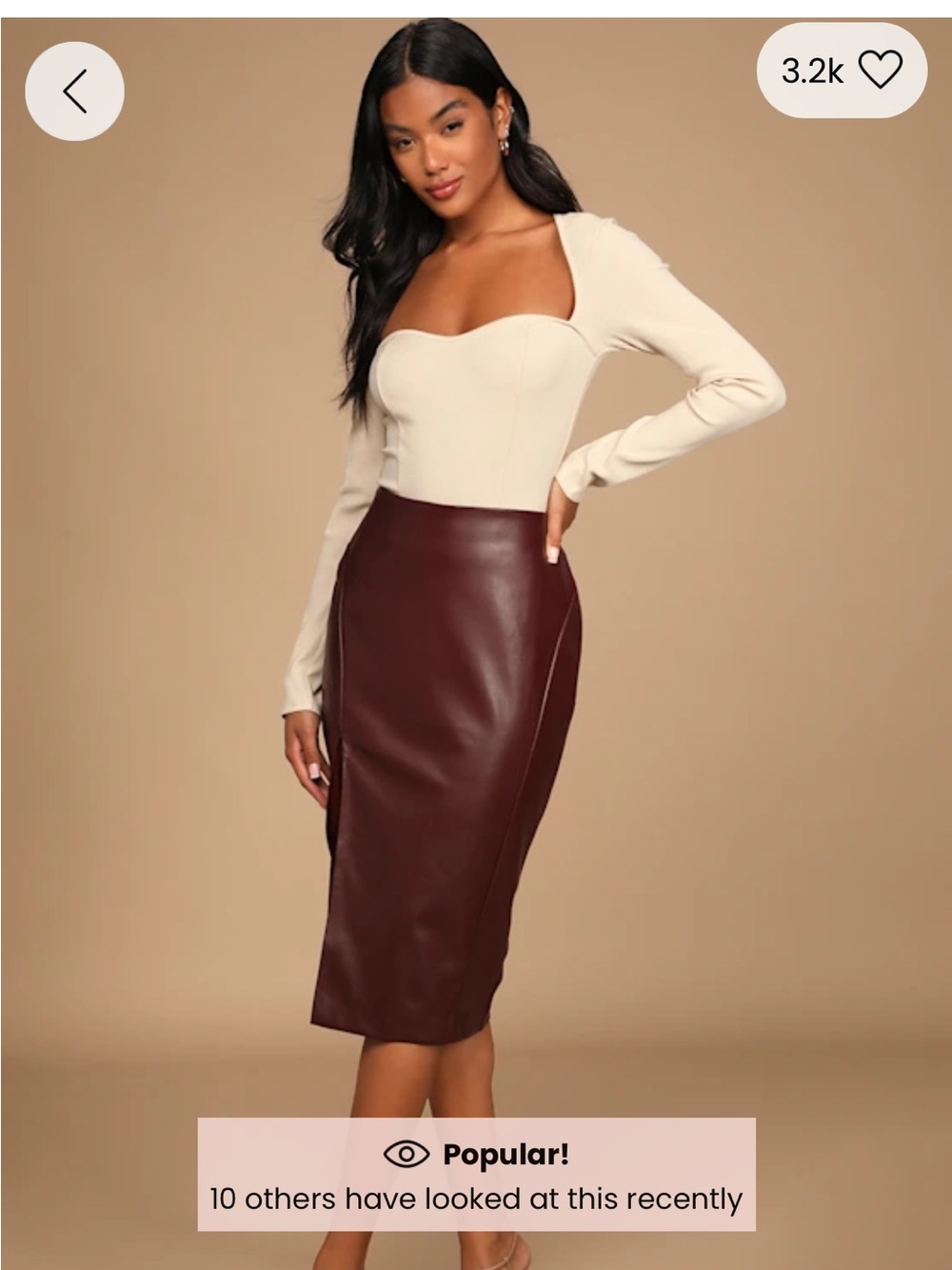 Lulu's Burgundy Faux Leather Pencil Skirt